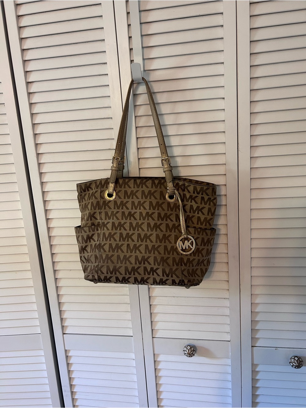 Michael Kors Brown MK Signature Shoulder Tote
